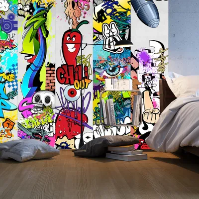 Produktbild von PURO TAPETE selbstklebend 10m Wandtattoo dekorative Möbelfolie Dekorfolie Fotofolie Panel Wandaufkleber Wandposter Wandsticker - Graffiti f-A-0257-j-a