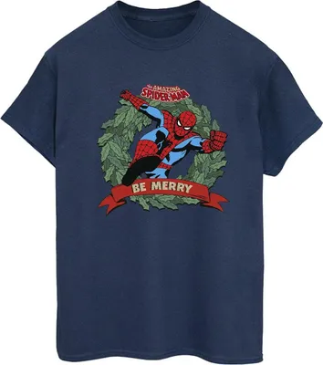 Produktbild von The Amazing Spider-Man - "Be Merry" T-Shirt für Damen BI53762 (M) (Marineblau)