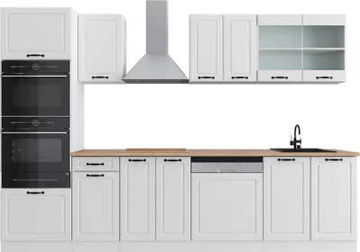 Produktbild von Vicco Küchenzeile R-Line, 300 cm mit Hochschrank, AP Eiche, Weiß Landhaus/Weiß
