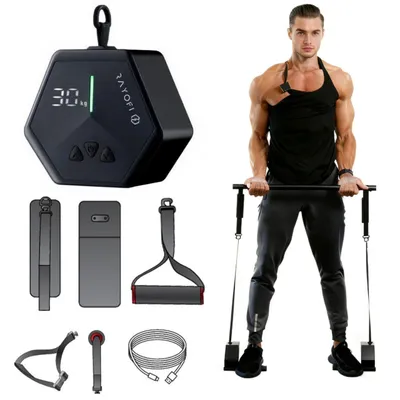 Image de Mini station de musculation intelligente & traction à câble (3-30kg) - Gymnase mobile pour la maison/le bureau，Reha & le dos - Remplace les haltères - App (1,1kg),cadeau