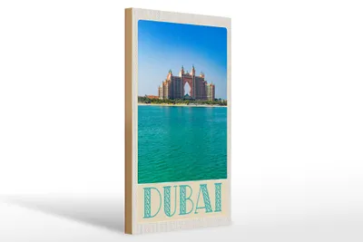 Produktbild von Holzschild Reise 20x30cm Dubai Strand Meer Moschee Sonne