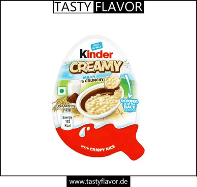 A Kinder Creamy, Milky & Crunchy product in its packaging.