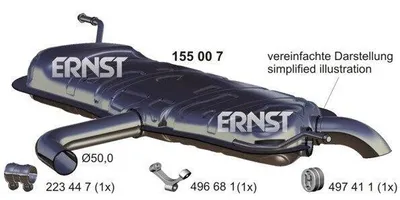 Produktbild von ERNST 155007 Endschalldämpfer für VW GOLF VI (5K1) Auspuff