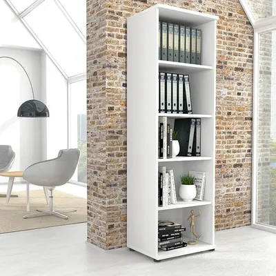 Imagen del producto de Estantería Silecomplaza Profi, estantería de pie, estantería de madera, estante de pared, armario, oficina, color blanco