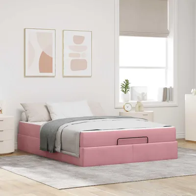 Immagine prodotto di vidaXL Struttura letto con materasso, 2 pezzi, velluto rosa
