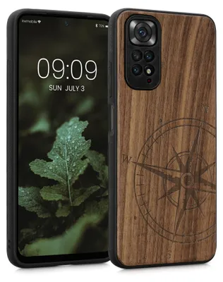 Produktbild von kwmobile Handyhülle für Xiaomi Redmi Note 11 / Note 11S Hülle Holz - Case mit TPU Bumper - Stoßfestes Hardcase - Schutzhülle Cover in Dunkelbraun