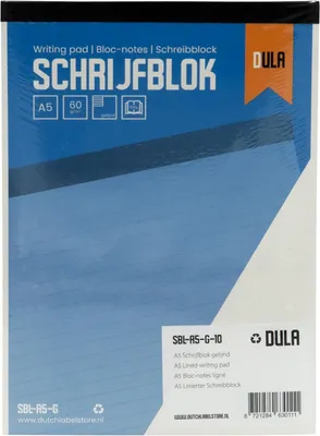 Produktbild von Schreibblock A5, liniertes Papier, 100 Blatt, 60 g/m², für Notizen
