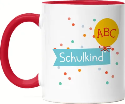 Produktbild von Schulkind Tasse Rot  Einschulungsgeschenk Luftballon Grundschule 1. Klasse