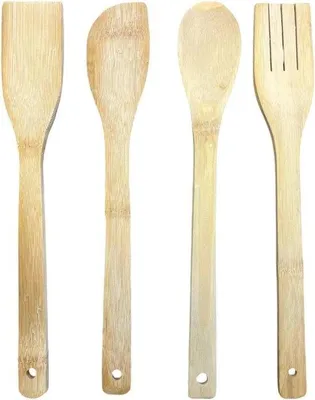 Productafbeelding van Houten Kooklepels 4-delig - 30 cm - Lepel Spatel Set - Natuurlijke Keukenhulp