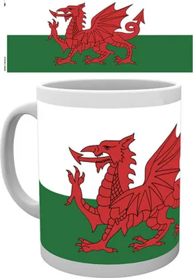 Produktbild von Offiziell lizenzierte Keramik Tasse Wales Flagge Ø8,5 H9,5cm 320ml spülmaschinen- & mikrowellenfest