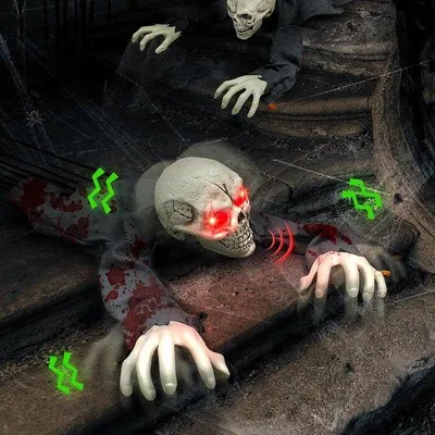 Produktbild von Animatronic Zombie Dekoration für Halloween, aufstehend, kriechend, mit Stimme, für Garten und Friedhof