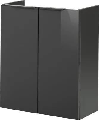 Produktbild von Fackelmann LUNA Waschbeckenunterschrank schmal Unterschrank für Waschtisch im Gäste-WC (52 cm x 60 cm x 24 cm) 2 Türen SBC Badezimmerschrank hängend in Anthrazit/Schwarz