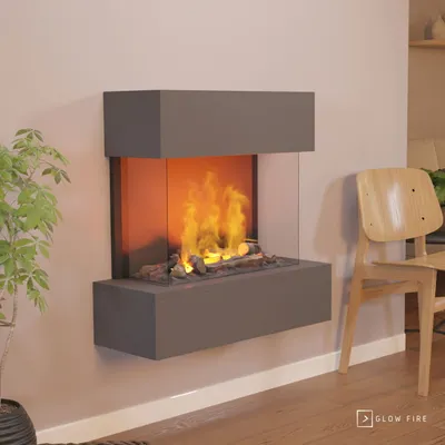 Produktbild von GLOW FIRE Elektrokamin 'Hölderlin'| Wasserdampf Kamin mit OMC 600 inkl. Holz in schwarz als Wandkamin| HxBxT: 88x80x30 cm