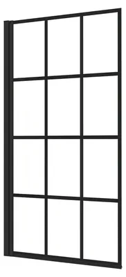 Produktbild von Duschspa 80x140cm Badewannen‑Duschabtrennung, schwarzes Karo‑Gitter, 180° schwenkbar, Duschtrennwand für Badewanne