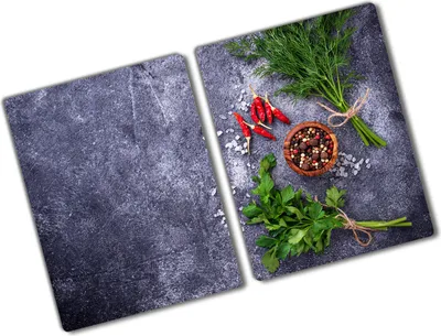 Produktbild von Tulup Glas Herdabdeckplatte - 2x40x52 cm - Glaskeramikkochfeld-Abdeckung Spritzschutz Glasabdeckplatte Kochplattenabdeckung und Schneidebrett - Zweiteilig - Essen & Getränke - Kräuter und Gewürze - Grün