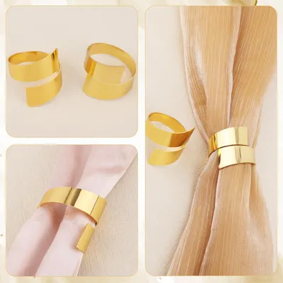 Produktbild von 12 Stuks Goldene Serviertücherhalter - Elegante Metallische Serviertücherhalter für Hochzeiten - Ostern & Frühlingsfesttischdekoration - Moderne Serviertücherhalter für Feierlichkeiten & Bankette