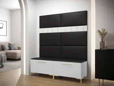 Obrázek produktu pro Stěna do předsíně s čalouněnými panely ANDORA 2 - bílá / černá