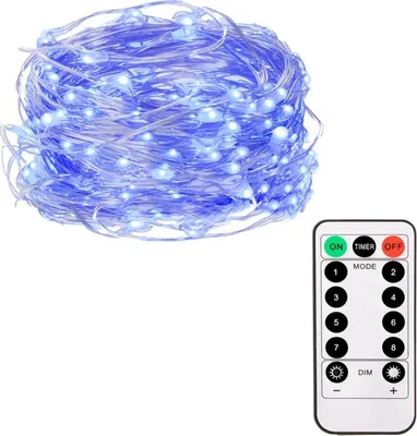Obrázek produktu pro LED řetěz Nano - 10m, 100LED, 8 funkcí, ovladač, 3xAA, IP44, modrá