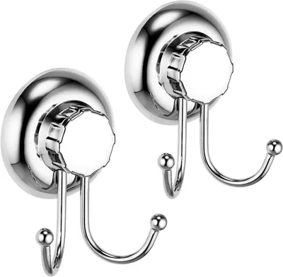 Produktbild von 2er-Set Doppelsaughaken – Vakuumsystem – Kein Bohren erforderlich – Handtuch- und Bademantelhaken – Edelstahl – 2er-Pack