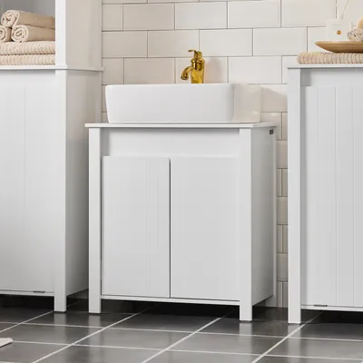 Produktbild von SoBuy BZR101-W Waschbeckenunterschrank Badschrank Waschtisch Badezimmerschrank Unterschrank Badmöbel Weiß