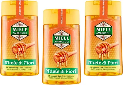 Produktbild von 3x Ambrosoli Miele di Fiori Blütenhonig Honig 220g Squeeze Wildblütenhonig