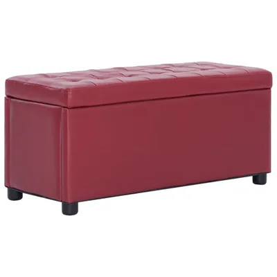 Immagine prodotto di vidaXL Pouf con vano portaoggetti 87,5 cm rosso vino in ecopelle
