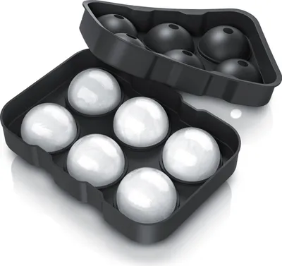 Produktbild von Arendo Eiswürfelform 6x46ml Kugelform sechsfach mit Trichter & Deckel, extra große Öffnung, (1-tlg), Silikon zum leichten Herauslösen, spülmaschinengeeignet