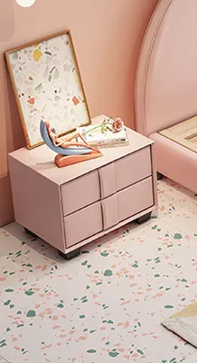 Produktbild von Mädchen Jugendbett Kinderbett Mädchenbett Rosa Romantic Kinderzimmer Nachtkommode Rosa