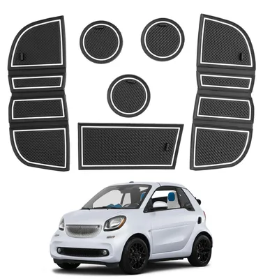Image de Compatible avec la Smart Fortwo 453 (2014-2019) : tapis en caoutchouc, tapis antidérapants pour la console centrale, tapis de sol antidérapants en caoutchouc, accessoires pour la Smart Fortwo C453