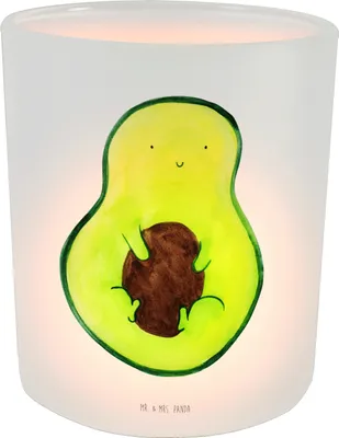 Produktbild von Mr. & Mrs. Panda glas kerzenhalter Avocado Kern - Transparent - Geschenk, Teelicht, Windlicht, Lächeln, Pflanze, aus, Frucht, Spruch Leben
