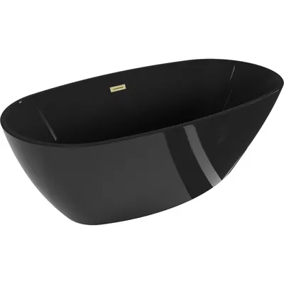 Produktbild von Mexen Eris freistehende Badewanne 170 x 80 cm, schwarz, mit gebürstetem Goldüberlauf - 53441708070-55