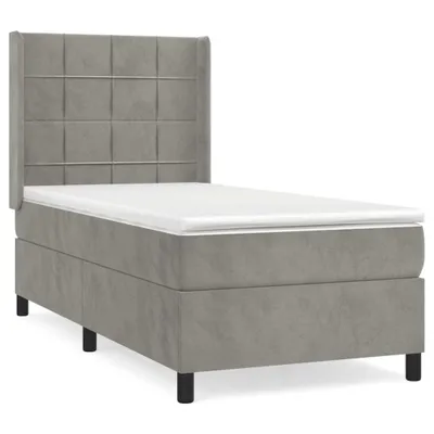 Imagen del producto de Cama con somier y colchón de la marca vidaXL, color gris claro, 80x200 cm, tapizada en terciopelo
