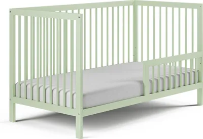 Image de Kids Collective Lit de bébé Lit à barreaux 60x120 et 70x140 cm Sommier à lattes réglable en hauteur & barreaux amovibles bois de hêtre stable | de la naissance à 3 ans  EU | vert