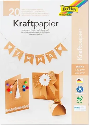 Produktbild von folia Kraftpapier-Block DIN A4 20 Blatt sortiert