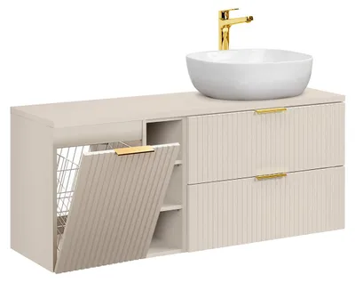 Produktbild von Waschtisch 140.8cm Adriel mit 2 Schubladen, Kaschmir