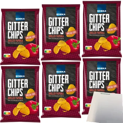 Produktbild von Edeka Gitterchips Grilled Paprika 6er Pack (6x125g Packung) + usy Block