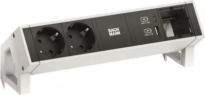Obrázok produktu pre Bachmann Desk 2, Vnútorný, Typ F, Čierna, Biela, 2 AC zásuvky/AC zásuviek, 1 kusov