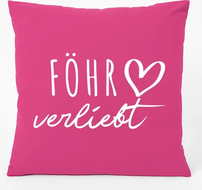 Produktbild von Huuraa Kissen Föhr verliebt 40x40cm mit Füllung Fuchsia Baumwolle Dekokissen Geschenkidee