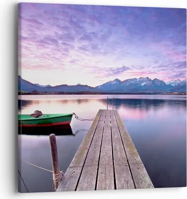 Produktbild von Bild auf Leinwand - Leinwandbild - See Berge Wasser - 40x40cm - Wand Bild - Wanddeko - Wandbilder - Leinwanddruck - Bilder - Kunstdruck - Wanddekoration - Leinwand bilder - Wandkunst - AC40x40-3671
