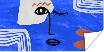 Produktbild von MuchoWow® Poster Gesicht - Abstrakt - Blau 120x60 cm - Bild