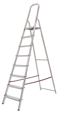 Produktbild von Haushaltsleiter Alu mit Sicherheitsbügel Mod. KH - Stufenanzahl: 8, Plattformhöhe: 1,66 m