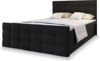 Produktbild von Masseno Boxspringbett AMON 160x200 cm Komplett-Set mit Bonell Matratze und Topper, Polsterbett mit Bettkästen -Schwarz, COSMIC 100