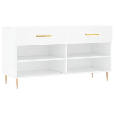 Image de vidaXL Banc à chaussures blanc 102x35x55 cm Bois composite