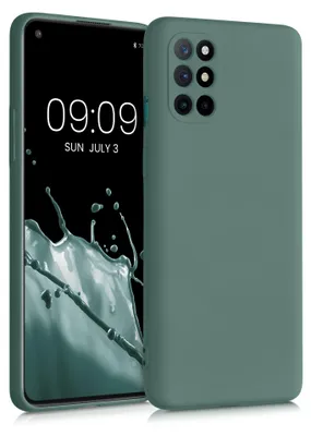 Produktbild von kwmobile Hülle kompatibel mit OnePlus 8T Hülle - gummierte TPU Silikon Handyhülle - Schutzhülle für kabelloses Laden - Case in Tannengrün