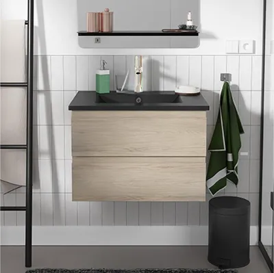 Produktbild von Einzelwaschtisch-Set 60 cm mit Keramikplatte und Chromhahn SORRENTO