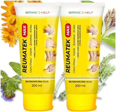 Zdjęcie produktu dla Ziołowy żel do masażu Reumatek MAX, wspomagający pielęgnację skóry narażonej na napięcie, Botanic Help, 2 x 200 ml