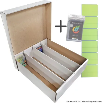 Produktbild von collect-it Sammelkarten-Set mit Riesen Aufbewahrungsbox, weiß, Pappe, für 4000 Karten (Magic, Pokémon, Yu-Gi-Oh!), L 40 cm B 33,5 cm H 10 cm, inkl. 151 Karten (50 seltene, 1 ultraseltene)