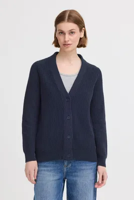 Immagine prodotto di OXMO OXKIMMIE Cardigan da donna a maglia grossa in misto cotone, vestibilità regolare
