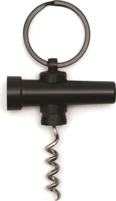 Produktbild von Mini Korkenzieher Schlüsselanhänger Schwarz mit Flaschenöffnerfunktion, schlank
