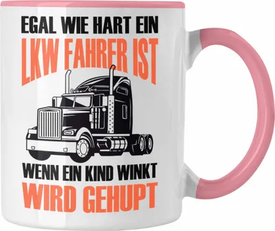 Produktbild von Trendation - Lustige LKW-Fahrer Tasse  Geschenk für Truckliebhaber Wenn Ein Kind WInkt Wird Gehupt (Rosa)